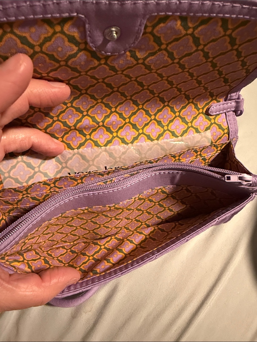 Vera Bradley Quilted Lavender Wildwood Crossbody Wallet - Picture 8 of 9
